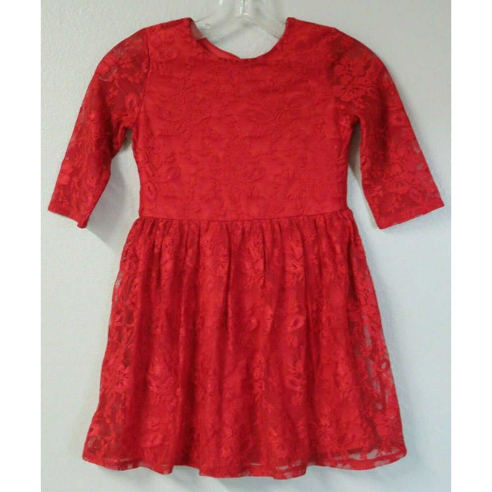 Girls Pippa & Julie Pastourelle Dress Size 7 Red Floral Formal Wedding Dressy